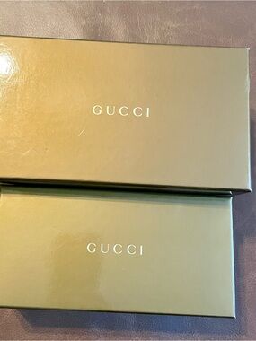 Gucci Gold Logo Box Pair will sell separate. Like new.